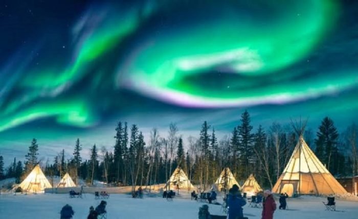 Keindahan aurora borealis di Iowa Amerika